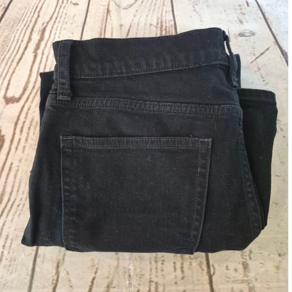 J.Crew Wide-Leg Crop Jeans Black High Rise Stretch Denim Size 28